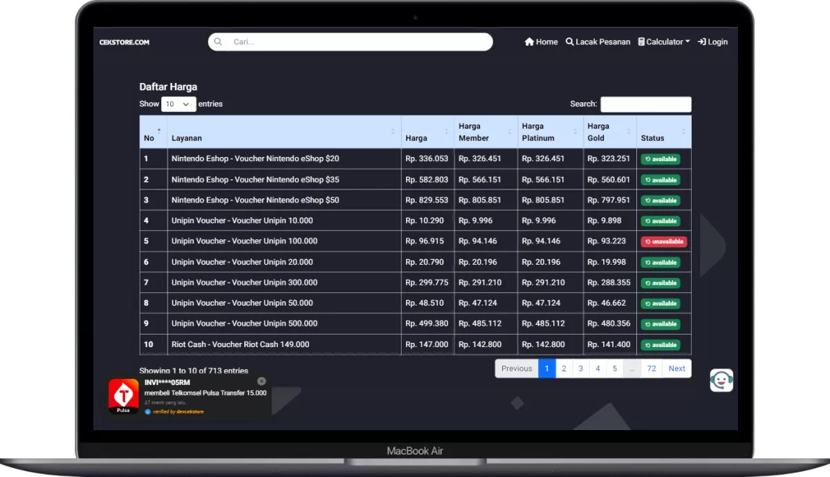 Jasa Pembuatan Aplikasi Web Pulsa Multi Payment & PPOB