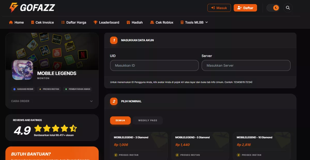 Buat Website Top Up Games Tanpa Deposit